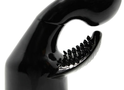 Schwarzer glänzender silikonaufsatz handform mit scharfen zähnen für baile power head massagergy stimulation