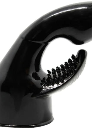 Schwarzer glänzender silikonaufsatz handform mit scharfen zähnen für baile power head massagergy stimulation
