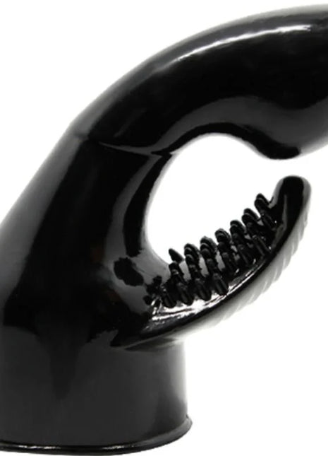 Schwarzer glänzender silikonaufsatz handform mit scharfen zähnen für baile power head massagergy stimulation