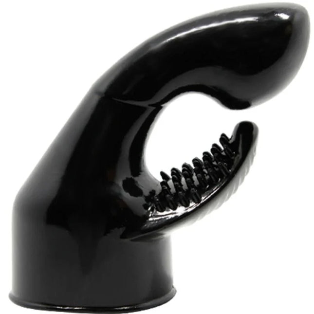 Schwarzer glänzender silikonaufsatz handform mit scharfen zähnen für baile power head massagergy stimulation