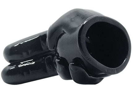 Schwarzer glänzender silikon-ring in handform mit glattem rundem design und offenem griff für baile power headauswechselbarer kopf massager