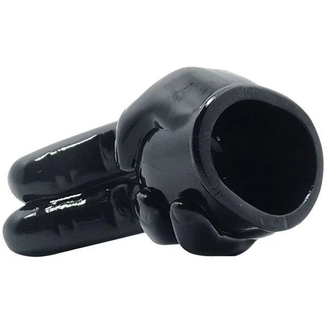 Schwarzer glänzender silikon-ring in handform mit glattem rundem design und offenem griff für baile power headauswechselbarer kopf massager
