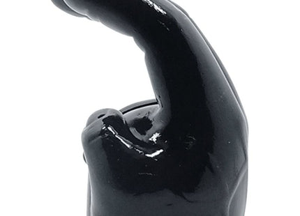 Schwarzer glänzender silikon handförmiger aufsatz mit gebogenem finger für baile power head massager