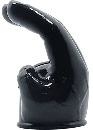 Schwarzer glänzender silikon handförmiger aufsatz mit gebogenem finger für baile power head massager