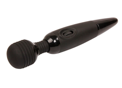 Schwarzer silikon massagestab baile mit strukturierter runder kopf und glattem griff kraftvolles kompaktes design