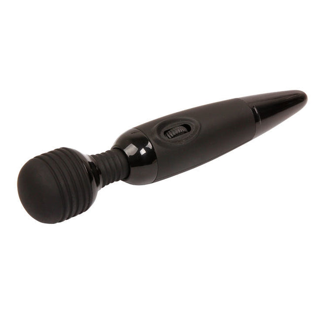 Schwarzer silikon massagestab baile mit strukturierter runder kopf und glattem griff kraftvolles kompaktes design