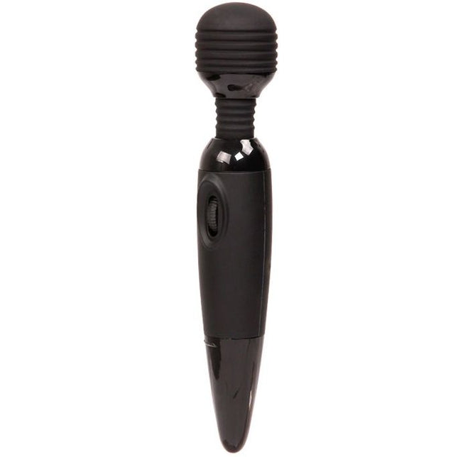 Baile power kraftvolles kompaktes massager schwarzer silikonummantelter stabvibrator mit glänzendem finish und strukturiertem griff