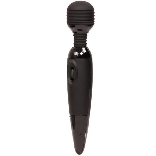 Baile power kraftvolles kompaktes massager schwarzer silikonummantelter stabvibrator mit glänzendem finish und strukturiertem griff