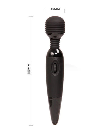 Schwarzer silikonummantelter wand-vibrator mit glänzendem finish und strukturiertem griff von baile power kraftvolles kompaktes massager