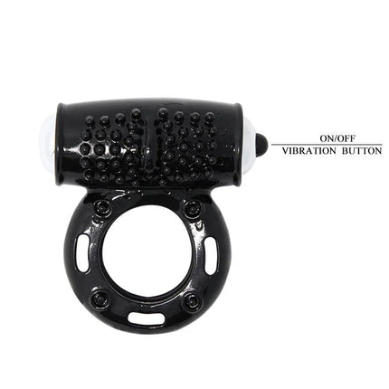 Schwarzer silikonring baile power ring vibrator ring 10v mit strukturierter oberfläche und weißem ein aus knopfe