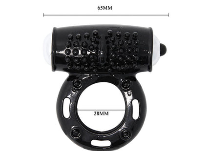 Schwarzer silikonring baile power ring vibrator ring 10v mit strukturierter oberfläche und weißen kugelenden