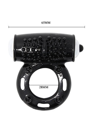 Schwarzer silikonring baile power ring vibrator ring 10v mit strukturierter oberfläche und weißen kugelenden