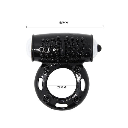 Schwarzer silikonring baile power ring vibrator ring 10v mit strukturierter oberfläche und weißen kugelenden
