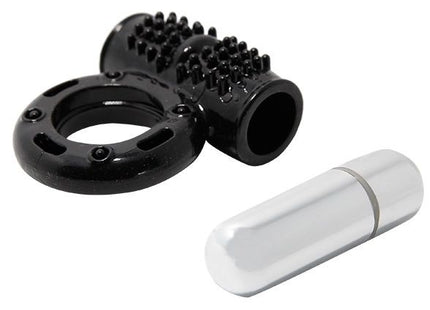 Baile power ring vibrator ring 10v schwarzer silikonring mit strukturierter griff und spitzen kopf mit silberner batterie