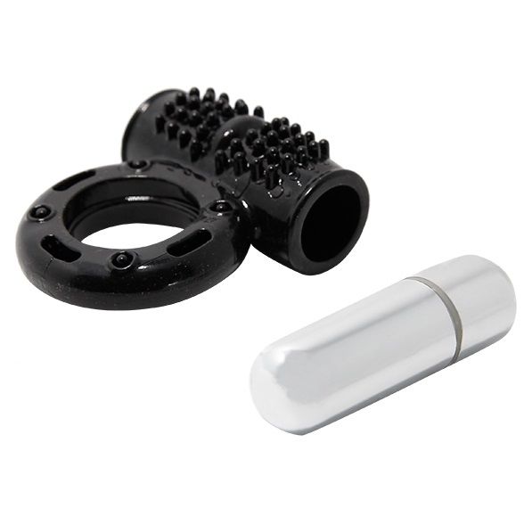 Baile power ring vibrator ring 10v schwarzer silikonring mit strukturierter griff und spitzen kopf mit silberner batterie