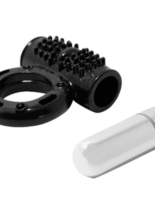Baile power ring vibrator ring 10v schwarzer silikonring mit strukturierter griff und spitzen kopf mit silberner batterie