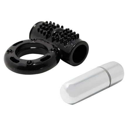 Baile power ring vibrator ring 10v schwarzer silikonring mit strukturierter griff und spitzen kopf mit silberner batterie
