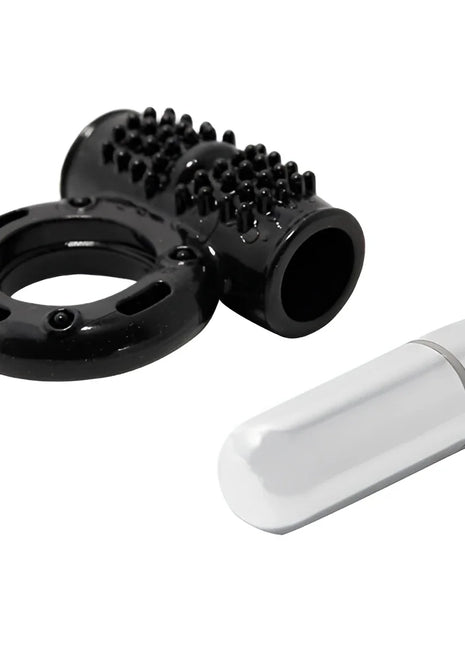 Baile power ring vibrator ring 10v schwarzer silikonring mit strukturierter griff und spitzen kopf mit silberner batterie