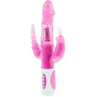 Baile pretty bunny dreifacher vibrator rotator in pink und weiß mit durchscheinendem körper und strukturiertem griff