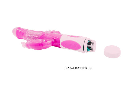 Baile pretty bunny dreifacher vibrator rotator in pink und weiß mit strukturiertem silikonoberfläche