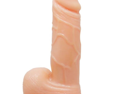 Peachfarbener silikon dildo mit strukturierten rippen und rundem sockel von Baile Prime realistischer dong