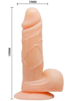 Peachfarbener silikon dildo mit strukturierter oberfläche und saugbasis von baile prime realistischer dong