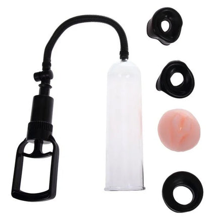 Baile präzisionspumpe mit schwarzem kunststoffpumpenmundstück glasklarem zylinder und rosa silikonball zur erektionsverbesserung