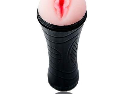 Schwarzer silikon cockring mit rosa hautfarbenem innenbereich und rotem zentrum im baile pussy vagina vibrator 7 rhythmen ciberskyn