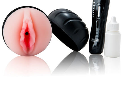 Schwarzer silikon vaginalstimulator mit rosa innenraum und rotem zentrum mit fernbedienung und gleitmittel von baile