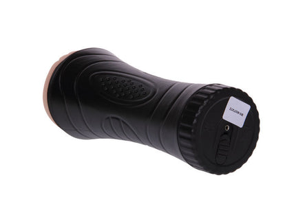 Black silikon pussy vagina vibrator mit 7 rhythmen und pinkfarbenem griff aus ciberSkyn material