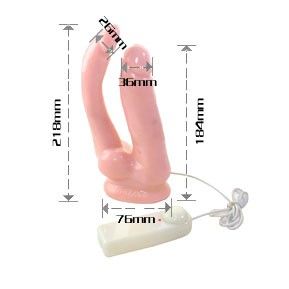 Rosa silikon doppelkopf dildo mit weißer basis und kabel für realistische penis-doppelpenetration von BAILE