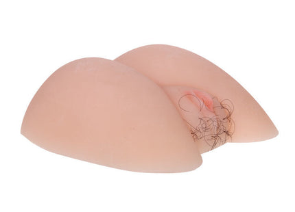 Pink silikon brustform mit realistischer hautstruktur und dunkelbraunen synthetischen haaren aus der baile realistische vagina und arsch serie