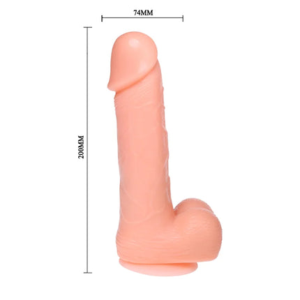 Peachfarbener realistischer silikon dildo mit vibration und rotation 20 cm länge von baile