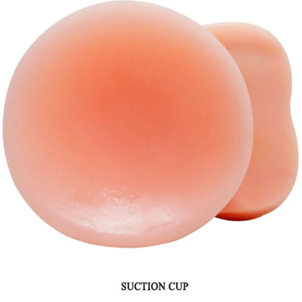Peachfarbener realistischer dildo dong aus silikon mit saugnapf funktion vibration und rotation 20 cm