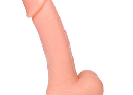 Peachfarbener silikon dildo mit strukturierter oberfläche und abgerundetem fuß von baile 20 cm realistisch