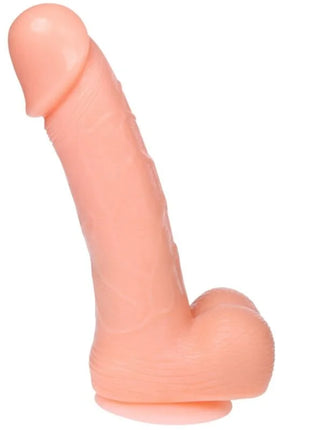 Peachfarbener silikon dildo mit strukturierter oberfläche und abgerundetem fuß von baile 20 cm realistisch