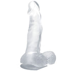 Transparenter silikon dildo baile mit realistischer struktur hoden und saugnapf 16,7 cm lang
