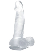 Transparenter silikon dildo baile mit realistischer struktur hoden und saugnapf 16,7 cm lang