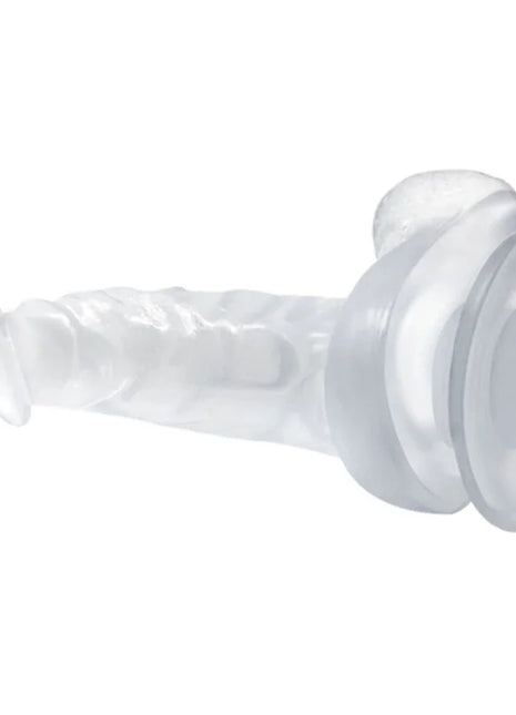 Klarer silikon dildo mit saugnapf und texturiertem schaft in transparent von baile 16,7 cm lang