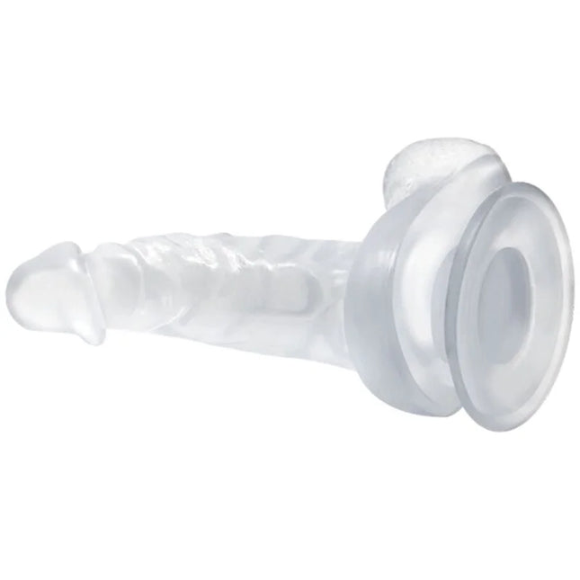Klarer silikon dildo mit saugnapf und texturiertem schaft in transparent von baile 16,7 cm lang
