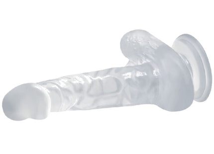 Transparent silikon dildo von baile mit texturierten rillen, rundem kopf und saugnapf, 16,7 cm lang
