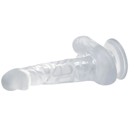 Transparent silikon dildo von baile mit texturierten rillen, rundem kopf und saugnapf, 16,7 cm lang