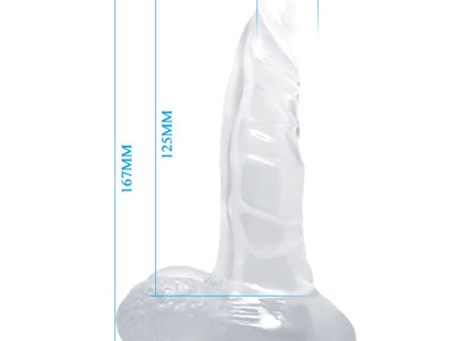 Transparenter silikon dildo von baile mit realistischer struktur, saugnapf und hoden 16,7 cm lang