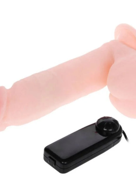 Baile realistischer dildo mit vibration 20 cm aus pinkem silikon mit schwarzer fernbedienung gezeigt von hinten