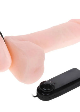 Pinkfarbener realistischer dildo aus silikon mit vibration 20 cm und schwarzer fernbedienung von BAILE