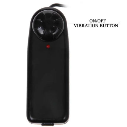 Schwarzer handlicher elektrischer vibrator mit rundem kopf und an- und ausschaltknopf baile realistischer dildo mit vibration 20 cm