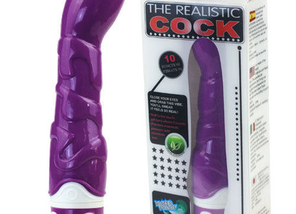 Realistischer hahn vibrator in flieder und weiß mit texturierter oberfläche und 10 rhythms sensation von baile