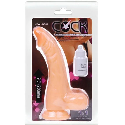 Peachfarbener silikon realistischer hahndildo mit vibration und saugnapfbasis inklusive gleitmittel von baile