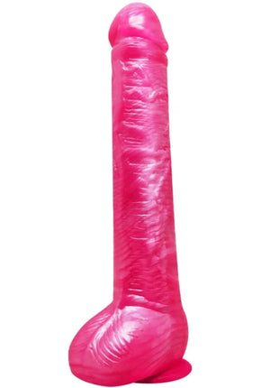 Baile realistischer rosa dildo dong aus glänzendem silikon mit texturierter oberfläche und saugnapf