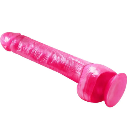 Baile realistischer rosa dildo dong mit saugnapf aus glänzendem silikon und strukturierter oberfläche